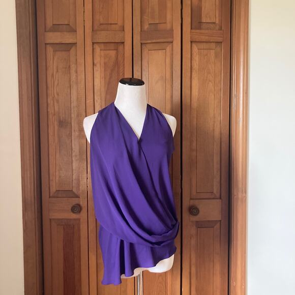 Venus Purple Chiffon Draped Top, Size XS - Picture 1 of 7